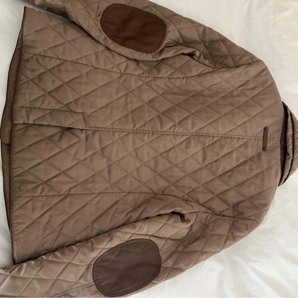 Ralph Lauren Quilted Barn Jacket with Vegan Leather Elbow Patches size M Petite - Picture 4 of 9